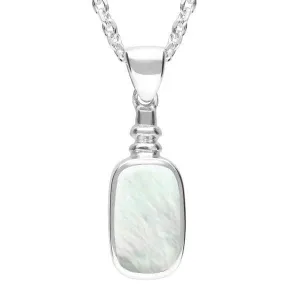 Sterling Silver Mother of Pearl Oblong Bottle Top Necklace