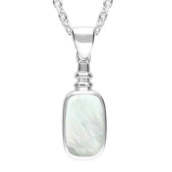 Sterling Silver Mother of Pearl Oblong Bottle Top Necklace