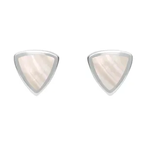 Sterling Silver Mother of Pearl Small Curved Triangle Stud Earrings