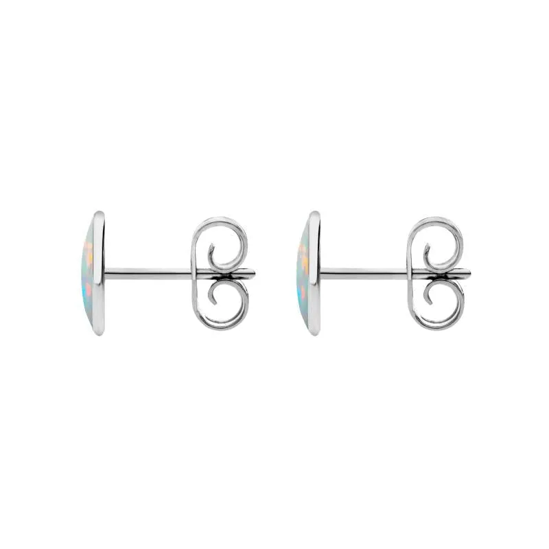 Sterling Silver Opal 8 x 6mm Classic Medium Oval Stud Earrings