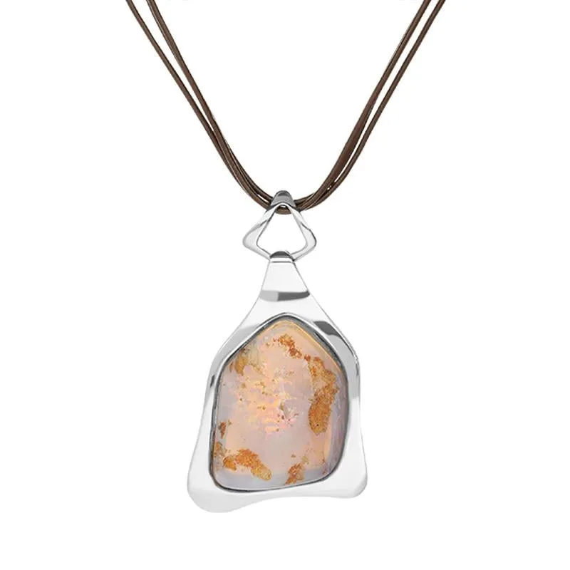 Sterling Silver Opal Large Unique Abstract Necklace D