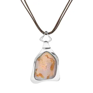 Sterling Silver Opal Large Unique Abstract Necklace D