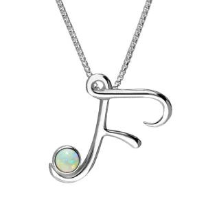 Sterling Silver Opal Love Letters Initial F Necklace