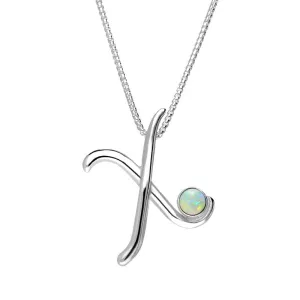 Sterling Silver Opal Love Letters Initial X Necklace