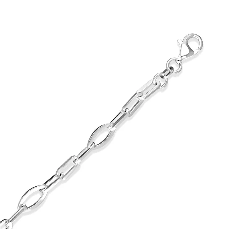 Sterling Silver Oval and Marquise Link Bracelet