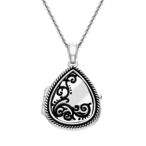 Sterling Silver Pear Swirl Rope Edge Keepsake Locket