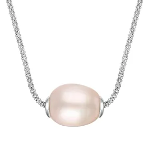 Sterling Silver Pink Baroque Single Pearl Bead Necklace