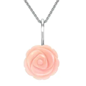 Sterling Silver Pink Conch Tuberose 18mm Rose Necklace