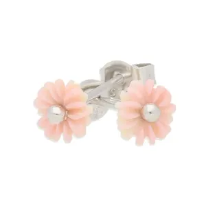 Sterling Silver Pink Conch Tuberose 6mm Daisy Stud Earrings