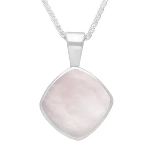 Sterling Silver Pink Mother of Pearl Cushion Shaped Necklace