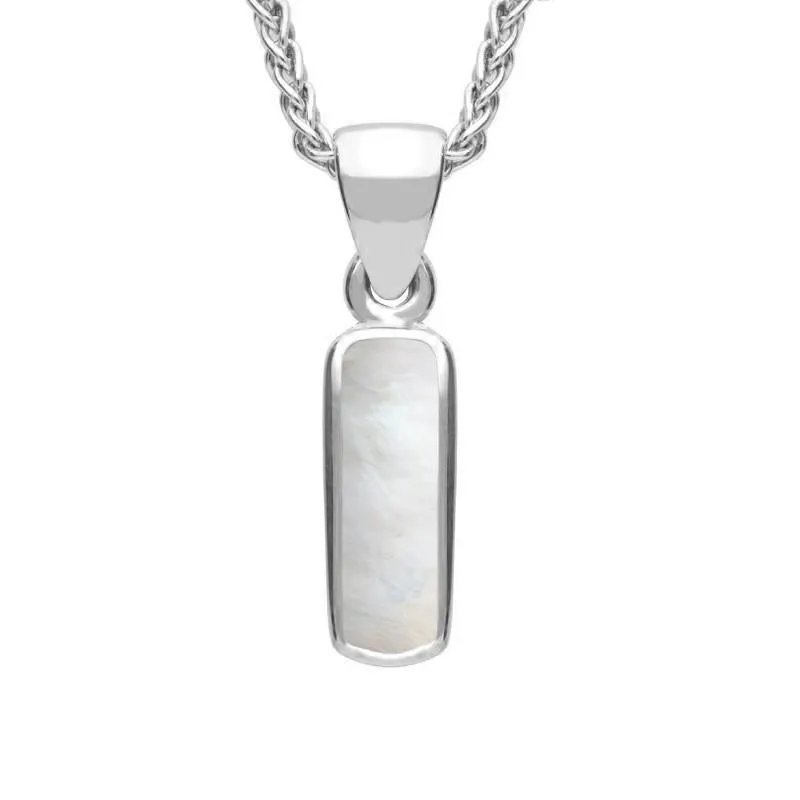 Sterling Silver Pink Mother of Pearl Dinky Oblong Necklace