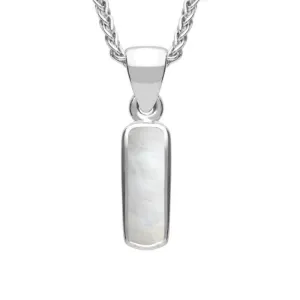Sterling Silver Pink Mother of Pearl Dinky Oblong Necklace