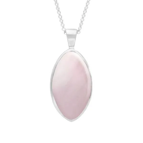 Sterling Silver Pink Mother of Pearl Oval Necklace