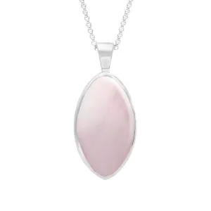Sterling Silver Pink Mother of Pearl Oval Necklace