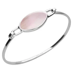 Sterling Silver Pink Mother of Pearl Oval Slim Bangle