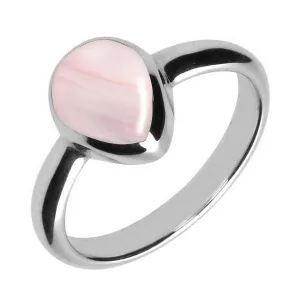 Sterling Silver Pink Mother of Pearl Pear Shaped Ring