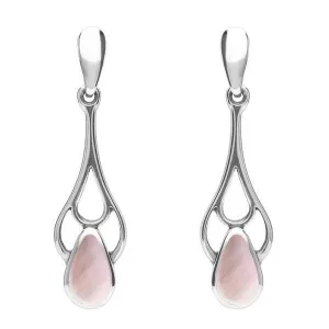 Sterling Silver Pink Mother of Pearl Pear Spoon Earrings