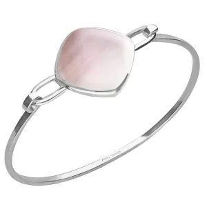 Sterling Silver Pink Mother of Pearl Slim Cushion Bangle