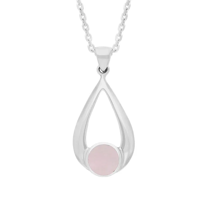 Sterling Silver Pink Mother of Pearl Teardrop Necklace