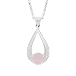 Sterling Silver Pink Mother of Pearl Teardrop Necklace