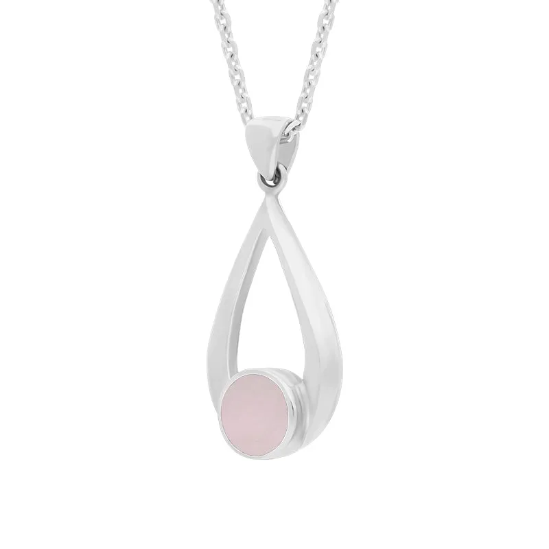 Sterling Silver Pink Mother of Pearl Teardrop Necklace