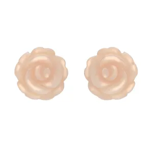 Sterling Silver Pink Mother of Pearl Tuberose 10mm Rose Stud Earrings