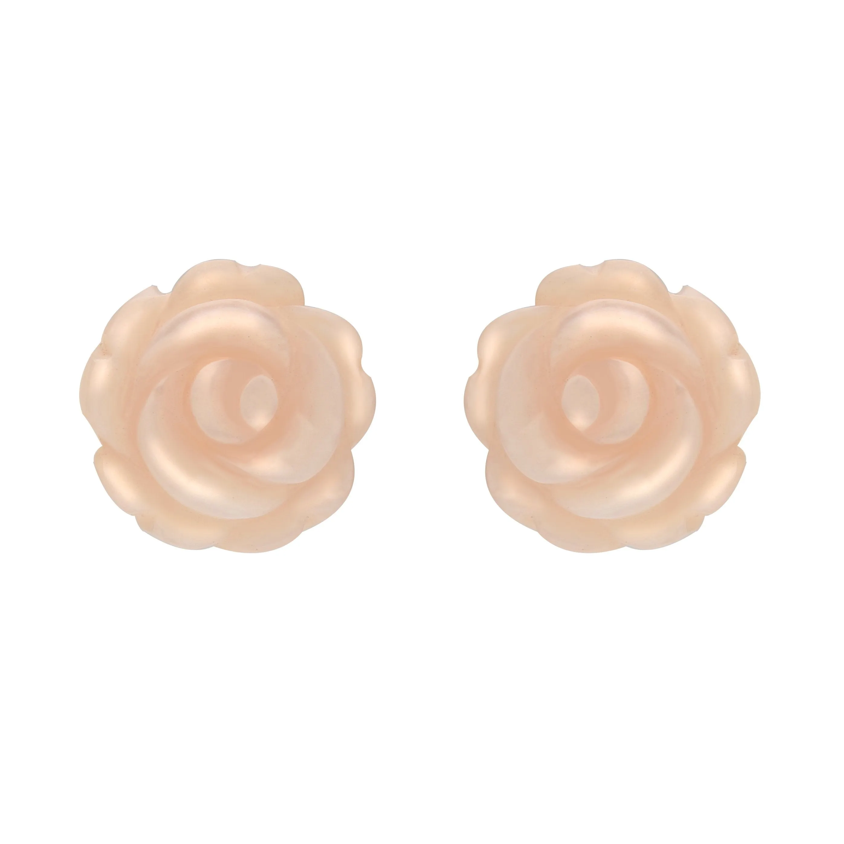Sterling Silver Pink Mother of Pearl Tuberose 10mm Rose Stud Earrings