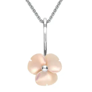 Sterling Silver Pink Mother of Pearl Tuberose 15mm Clover Necklace