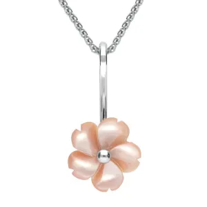 Sterling Silver Pink Mother of Pearl Tuberose 15mm Gypsophila Necklace