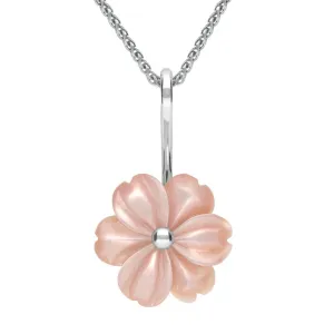 Sterling Silver Pink Mother of Pearl Tuberose 18mm Dahlia Necklace
