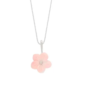 Sterling Silver Pink Mother of Pearl Tuberose 20mm Pansy Necklace