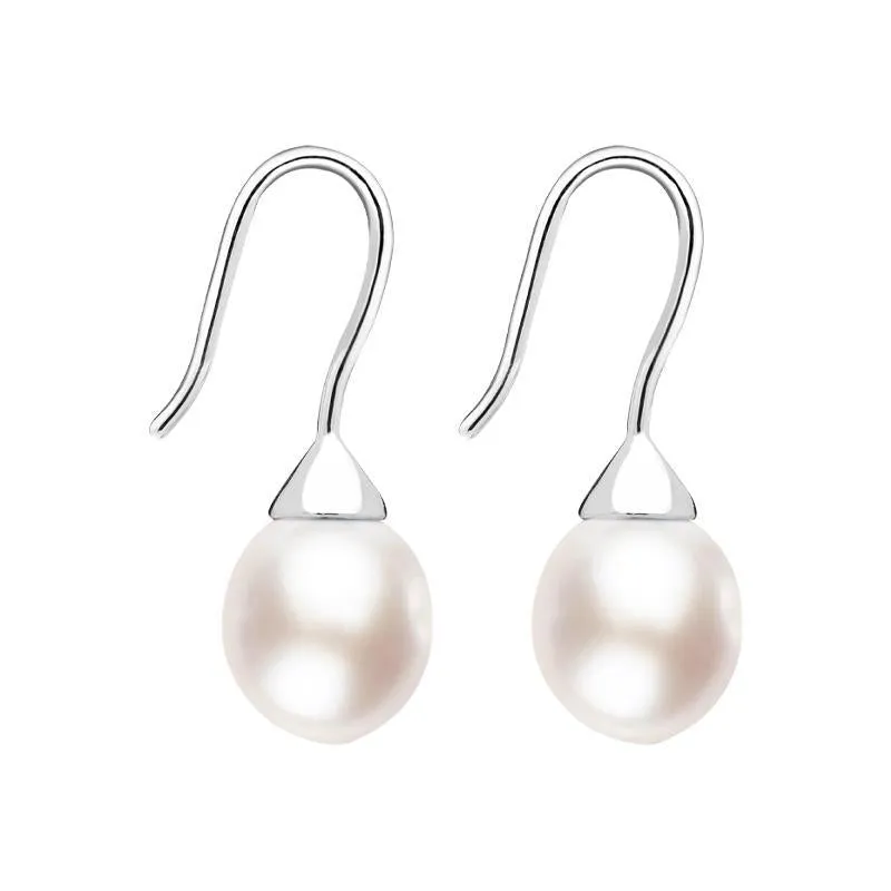 Sterling Silver Pink Pearl Hook Drop Earrings