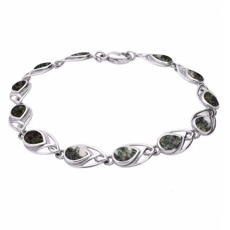 Sterling Silver Preseli Bluestone Celtic Twelve Stone Pear Bracelet