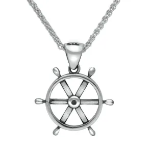 Sterling Silver Regatta Ships Wheel Necklace