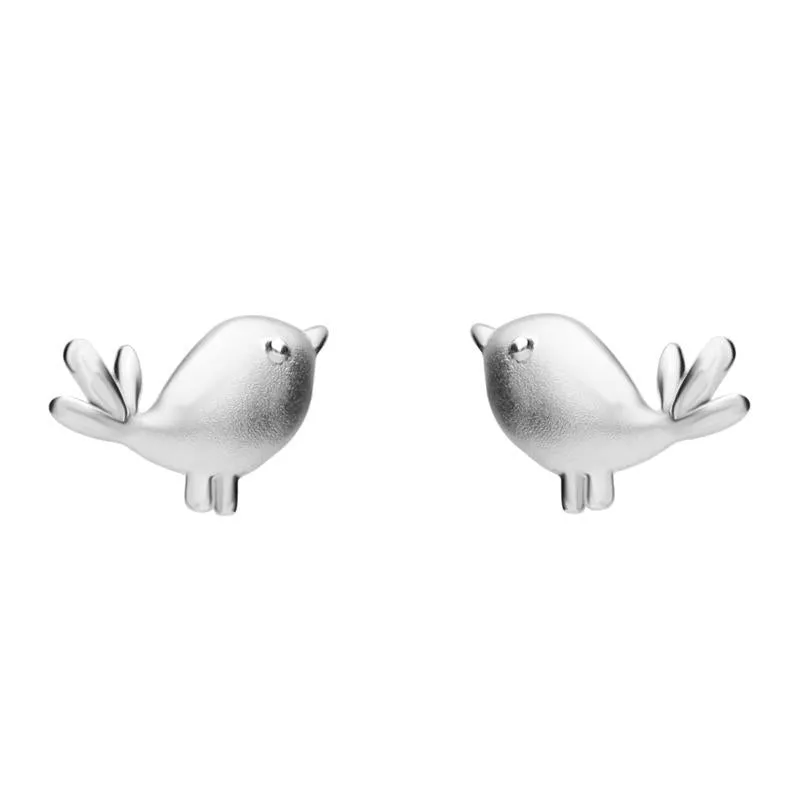 Sterling Silver Robin Stud Earrings