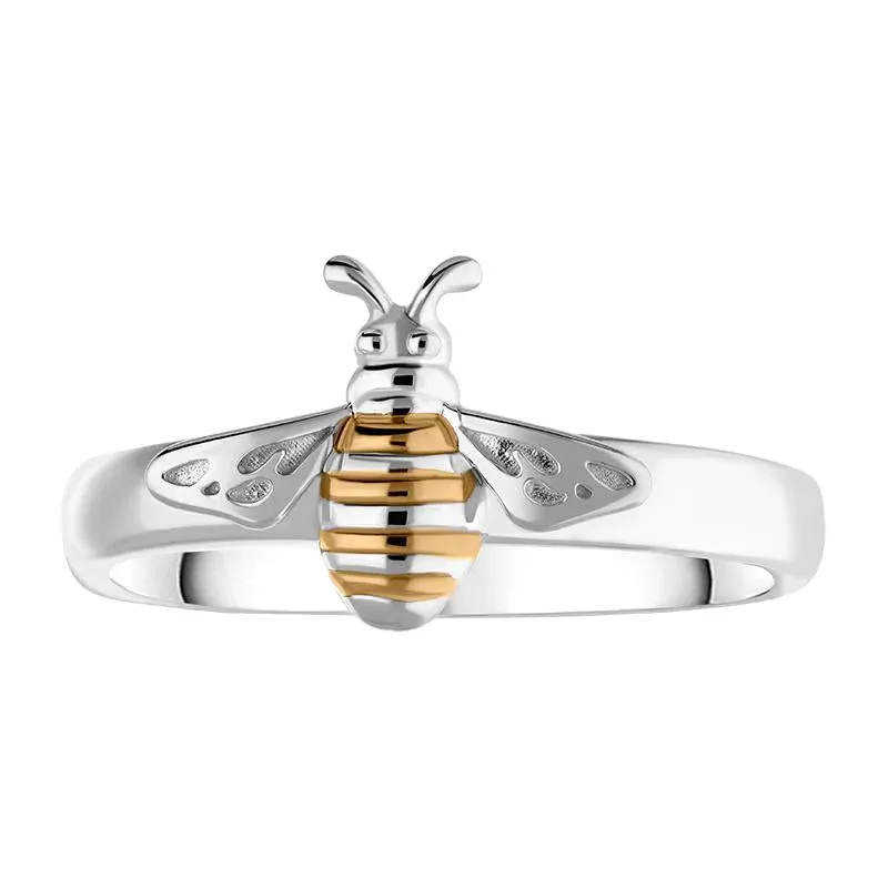 Sterling Silver Rose Gold Plated Bee Ring