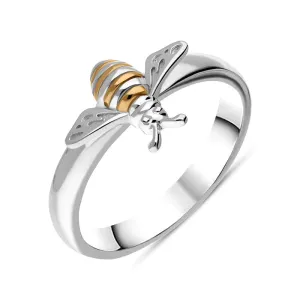 Sterling Silver Rose Gold Plated Bee Ring