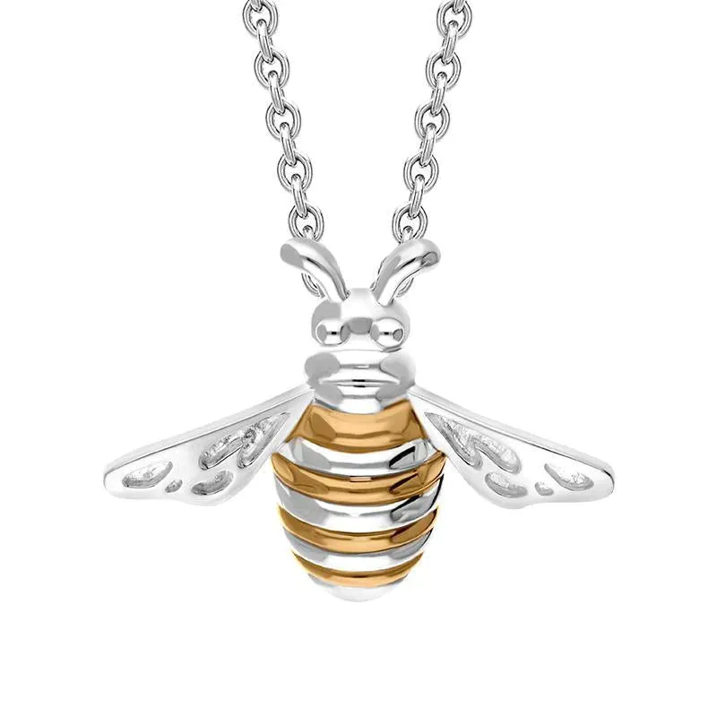 Sterling Silver Rose Gold Plated Large Bee Two Piece Set