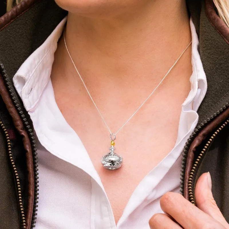 Sterling Silver Round Ornamental Small Necklace D