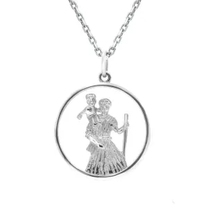 Sterling Silver Round Saint Christopher Necklace