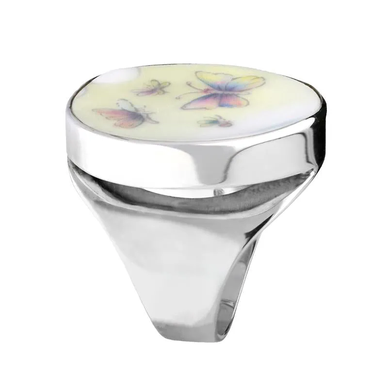 Sterling Silver Royal Doulton China Wind In The Willows Butterflies Round Ring