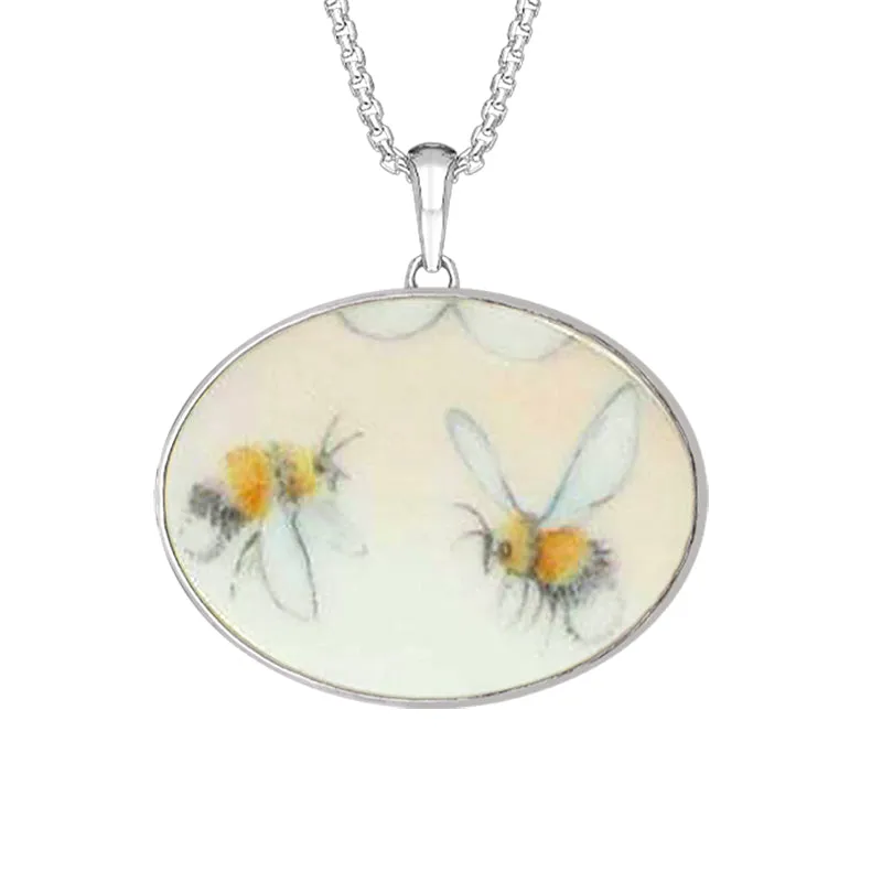 Sterling Silver Royal Doulton China Wind In The Willows Oval Necklace