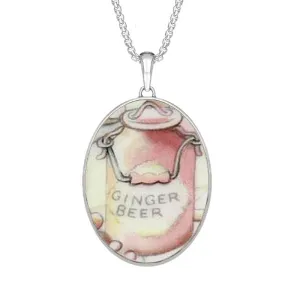 Sterling Silver Royal Doulton China Wind In The Willows Oval Necklace