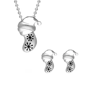 Sterling Silver Snowflake Stocking Two Piece Set