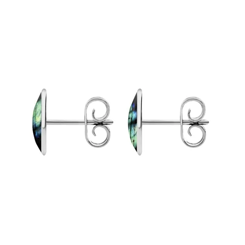 Sterling Silver Spectrolite 8 x 10mm Classic Large Oval Stud Earrings