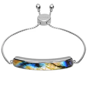 Sterling Silver Spectrolite Lineaire Long Bracelet