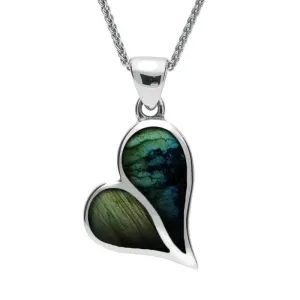 Sterling Silver Spectrolite Split Heart Necklace