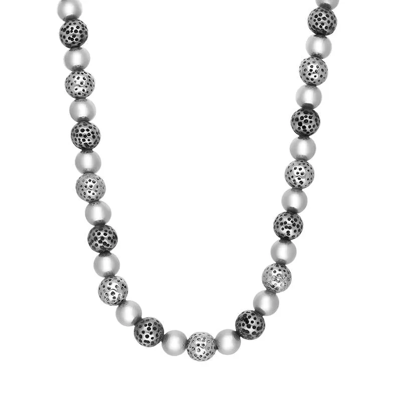 Sterling Silver Textured Bead Necklace
