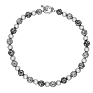 Sterling Silver Textured Bead Necklace