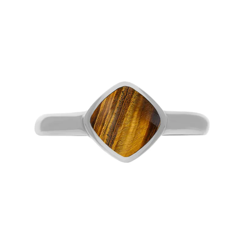 Sterling Silver Tigers Eye Cushion Ring